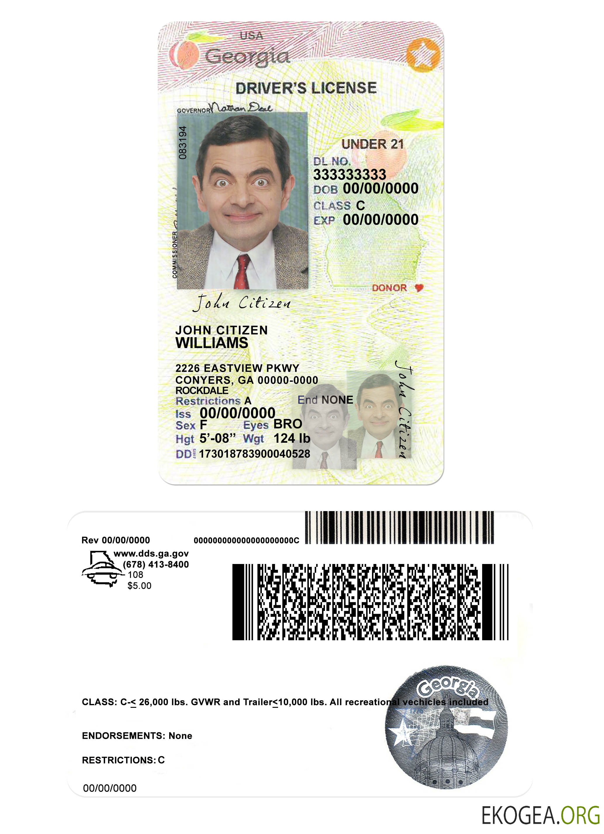 USA Georgia driving license under 21 2017 2019
